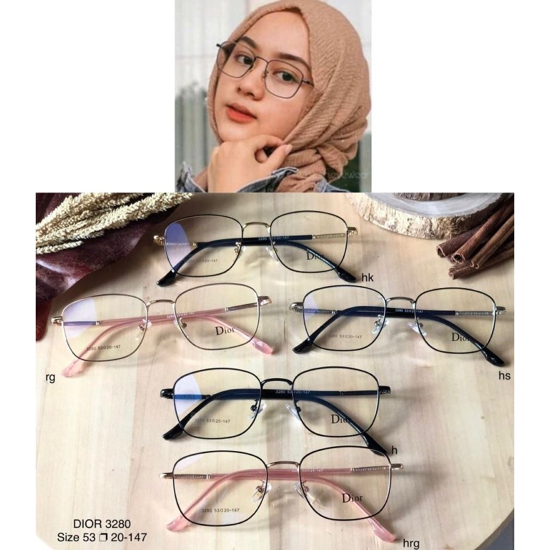 Kacamata Fashion Kacamata Minus Lensa Antiradiasi, Blueray, Photocromic, Bluecromic-Dior 3280