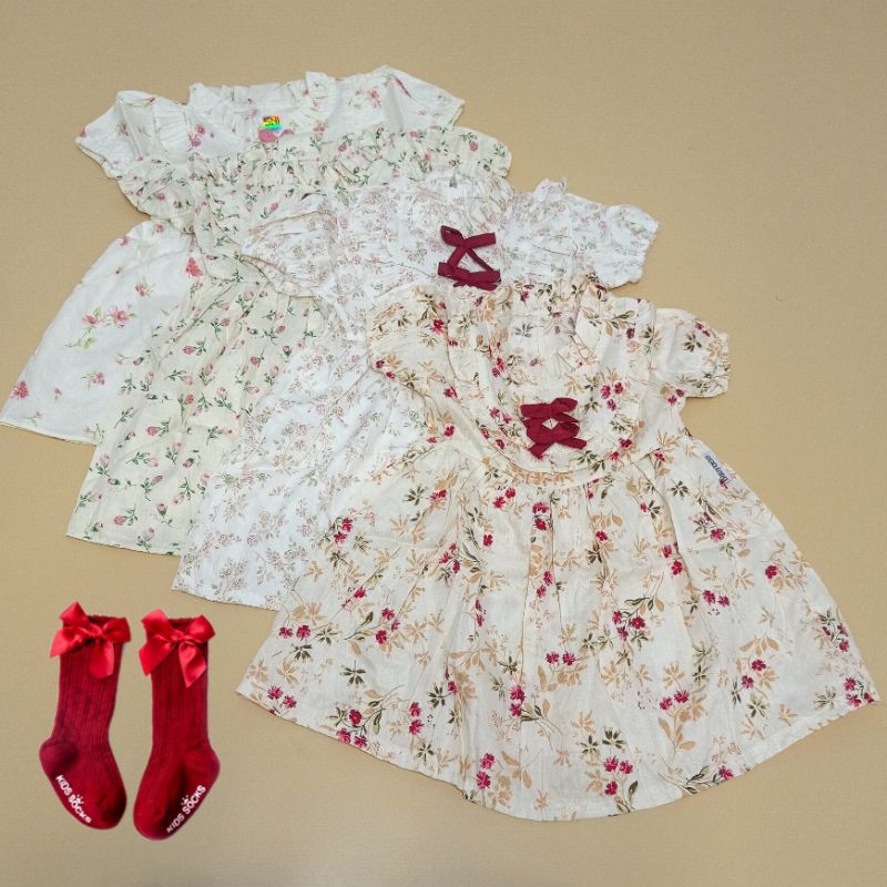Baju bayi perempuan Dress bayi newborn 1 set dress bayi 0 6 bulan warna merah