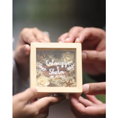 Ring box kayu Wooden Ring Box Acrylic Lid