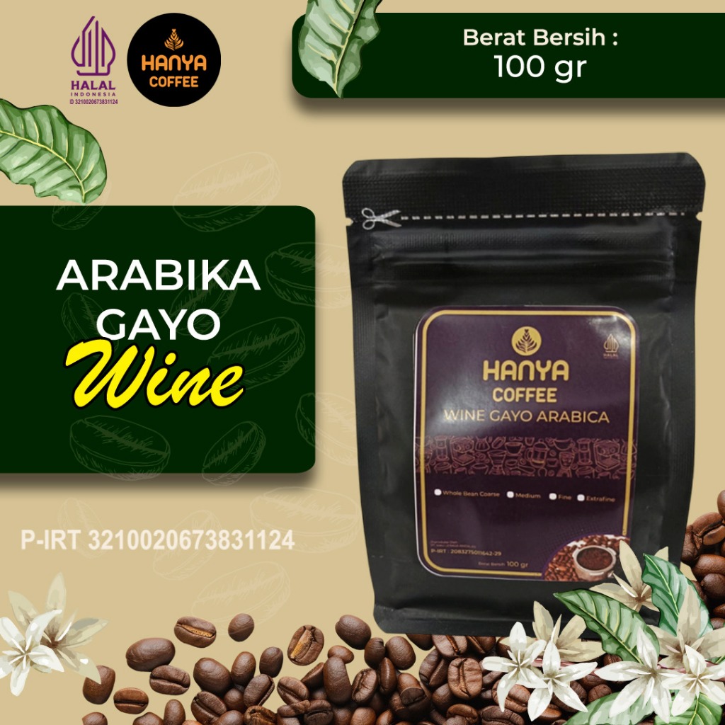

Kopi Arabika Wine Aceh Gayo Fermentation Wine Roasted Beans 100 gram - Hanya Coffee
