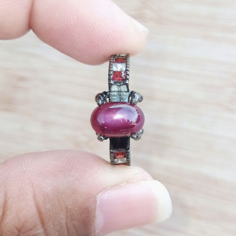 Cincin Batu Permata Natural Red Ruby Ladies / Wanita Mewah