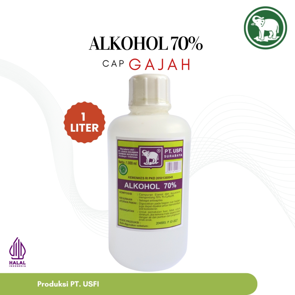 Cap Gajah Alkohol (Etanol) 70% 1000 ML