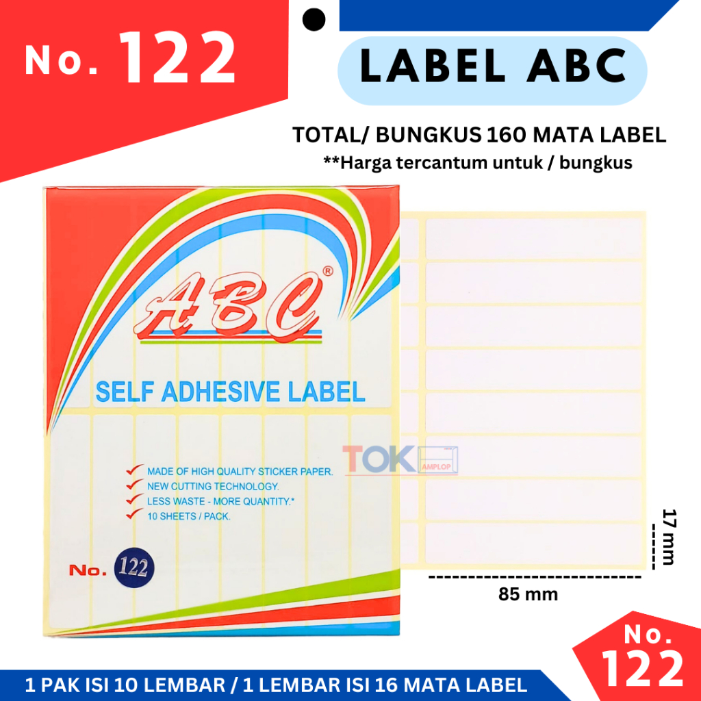 

Stiker Label ABC 122 Polos ( self adhesive label ) / label undangan