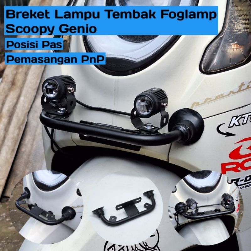 Bracket Lampu depan Scoopy Genio Dudukan Lampu Tembak D2 Laser Scoopy Genio