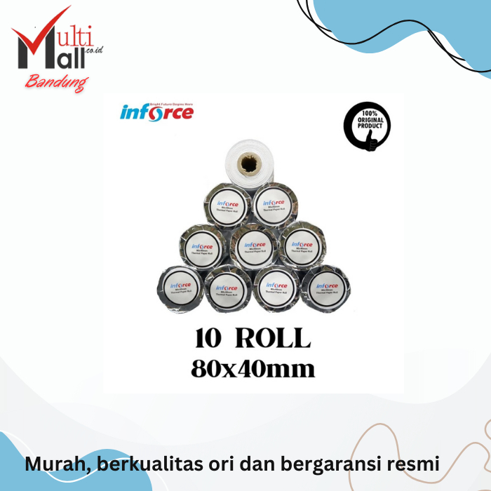 

KERTAS THERMAL 80X40 MM INFORCE PAPER ROLL 10 STRUK NOTA TERMAL 80 40