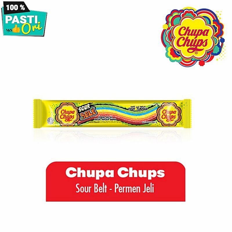 

permen chupa chups sour belts soft and chewy kemasan 8g - permen jelly gummy aneka rasa buah