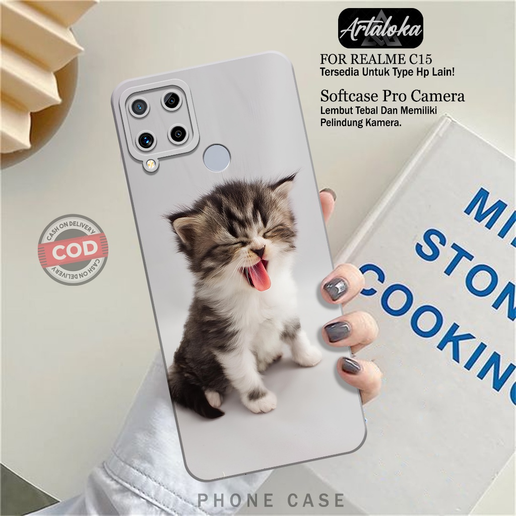 Softcase Hp Realme C15 Fashion Case Kucing Lucu Case Realme C15 Silikon TPU Pro Camera Casing Realme