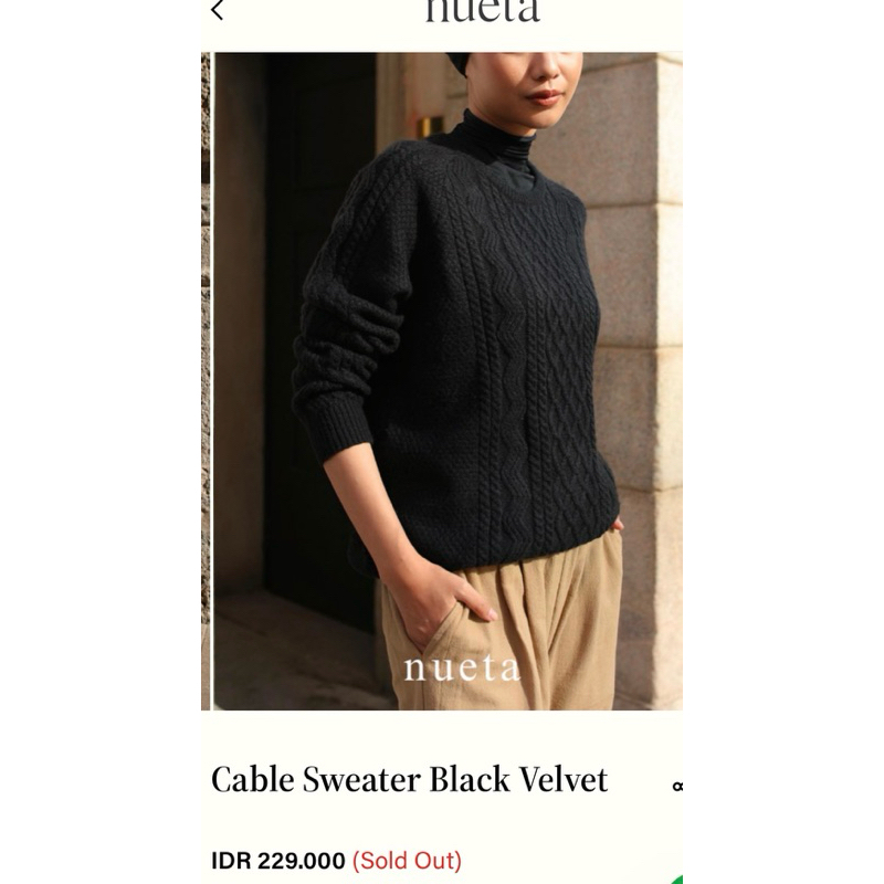 Nueta Cable Sweater Black Velvet