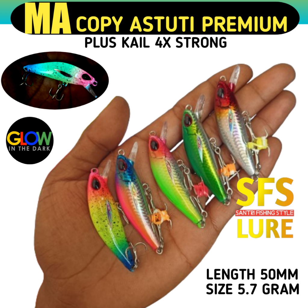Minnow astuti replika plus trible 4xstrong minnow copy astuti minnow sinking umpan pancing laut umpa