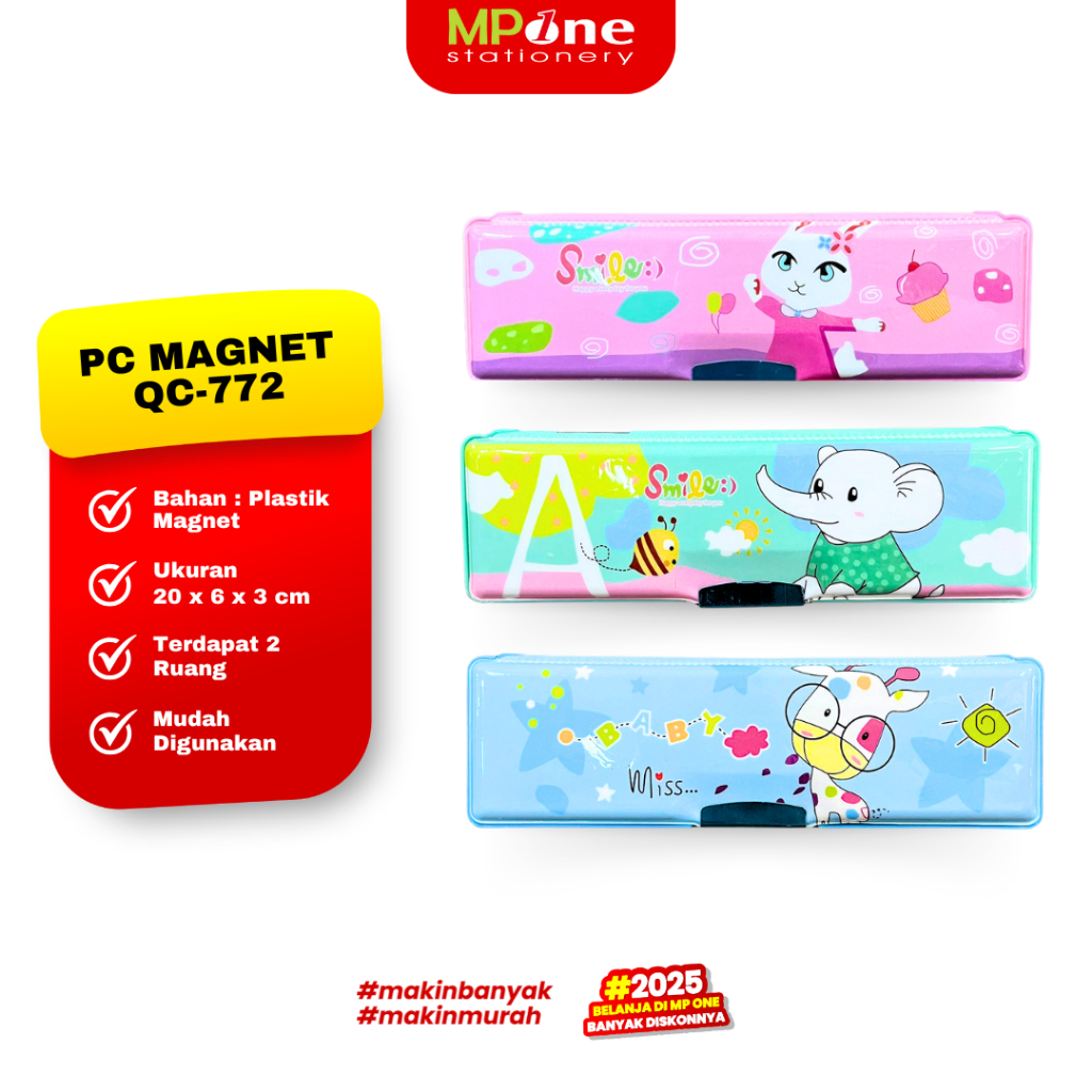 

Pensil Case Magnet QC-772 / Kotak Pensil Kecil Magnet + Peruncing QC-772 Motif Cewe Lucu