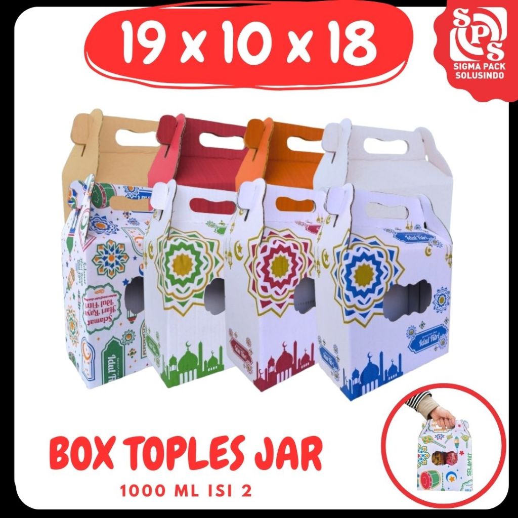 

Box Kue Kering 19x10x18 Jinjing (KUKER TOPLES JAR 1000ml ISI 2) Box Jinjing Kardus Lebaran Idul Fitri Hampers Polos/Motif