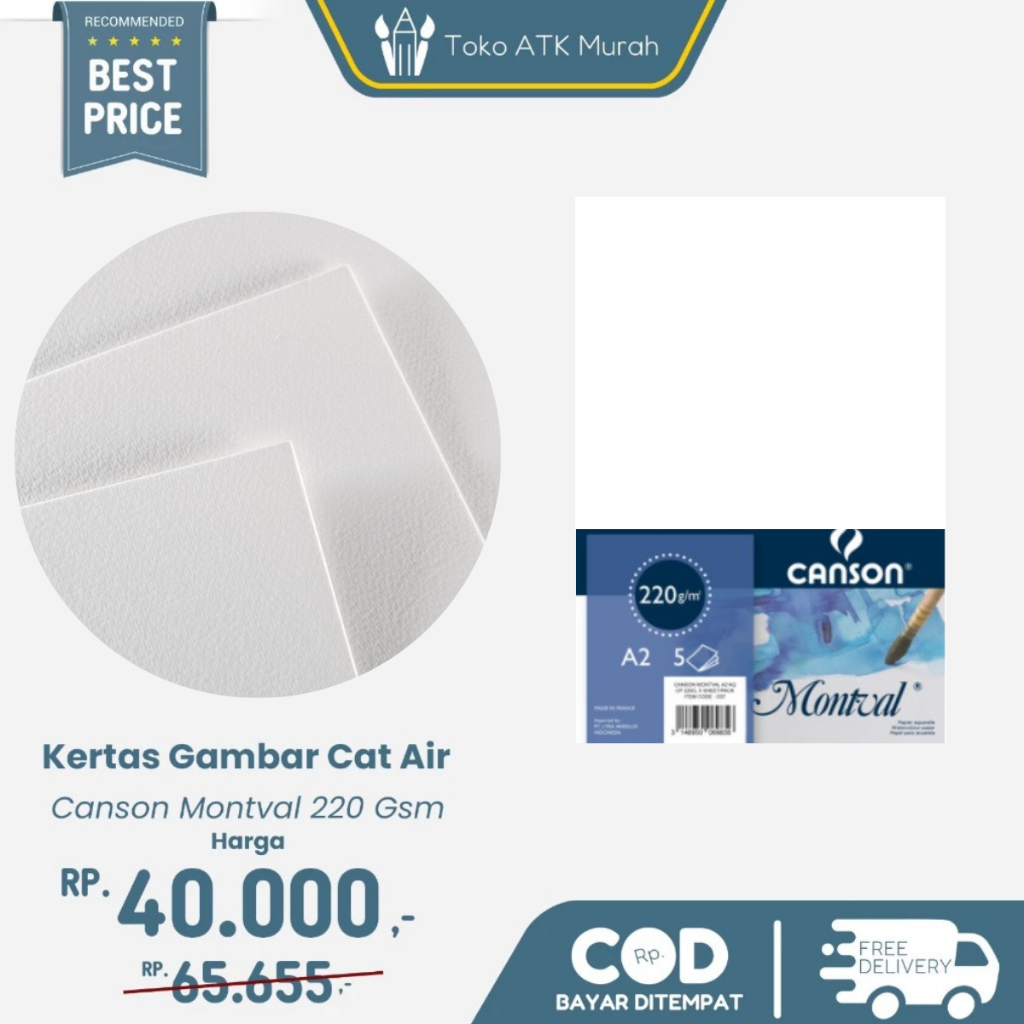 

Canson Montval 220 Gsm A2 Kertas Gambar Cat Air Watercolor Paper 5 Lbr