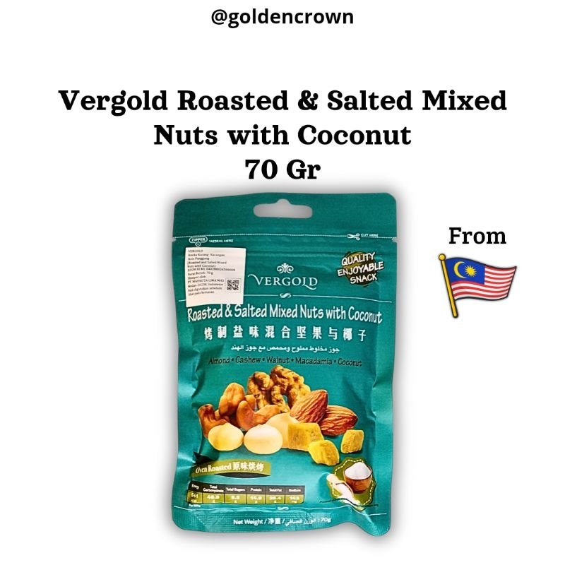 

VERGOLD Roasted and Salted Mixed Nuts with Coconut | Kacang Campur Asin Panggang 70g