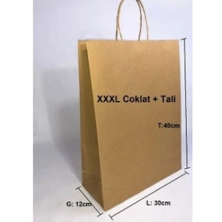 

(10pcs) Paperbag coklat tali XXXL Ukuran 30x12x40cm 125 GSM