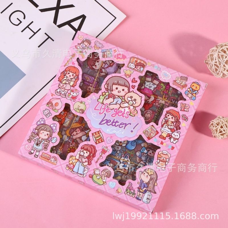 96 lembar sticker korean kartoon girl | sticker lucu korea | sticker sibil