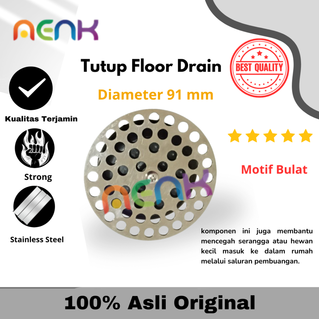 Tutup Floor Drain/Tutup FD Stainless Steel Motif Bulat