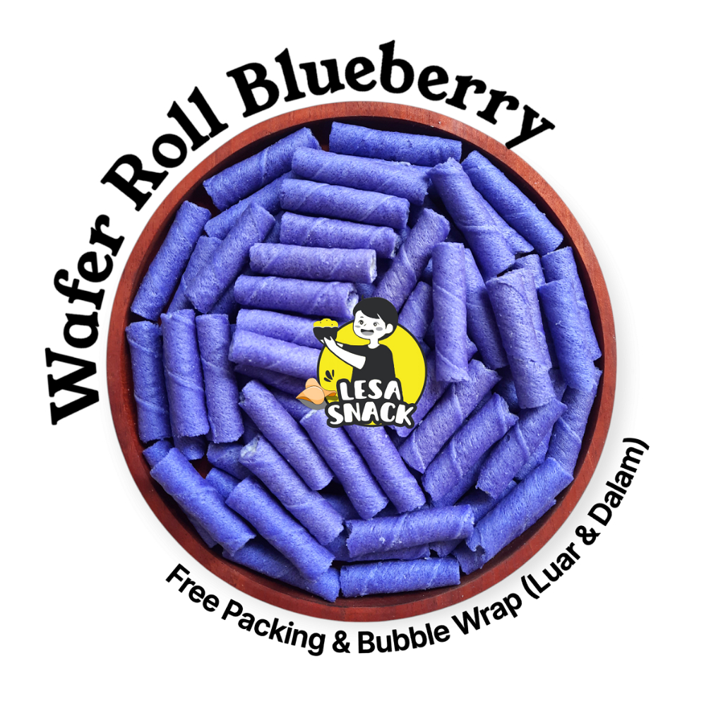 

[LESA SNACK] Wafer Roll Rasa Blueberry Jajan Snack Cemilan Kiloan Grosir Termurah