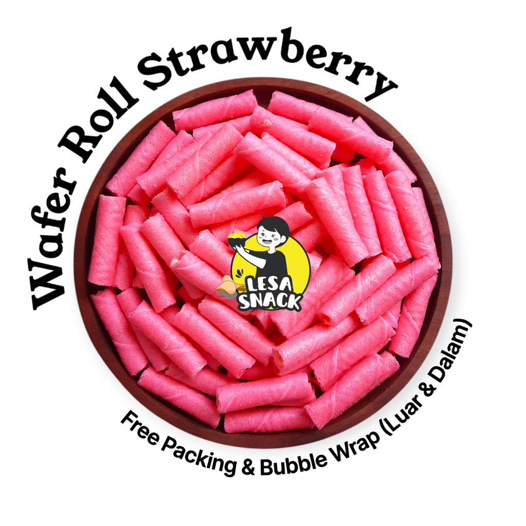 

[LESA SNACK] Wafer Roll Rasa Strawberry Jajan Snack Cemilan Kiloan Grosir Termurah