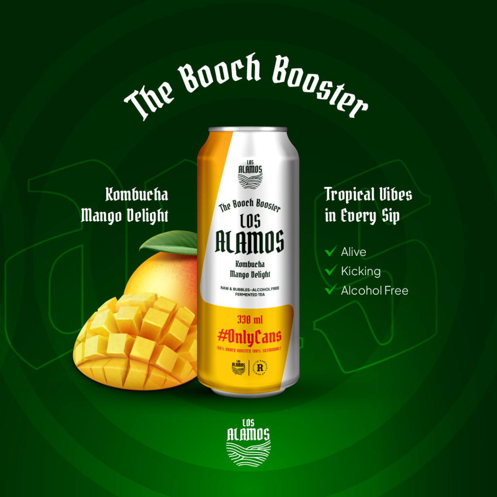 

Minuman Segar Los Alamos Booch Booster - Mango Delight 330ml - Probiotic Tea - 4pcs - Minuman Kaleng