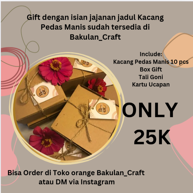GIFT BOX ISI JAJANAN JADUL KACANG PEDAS MANIS 10 PCS