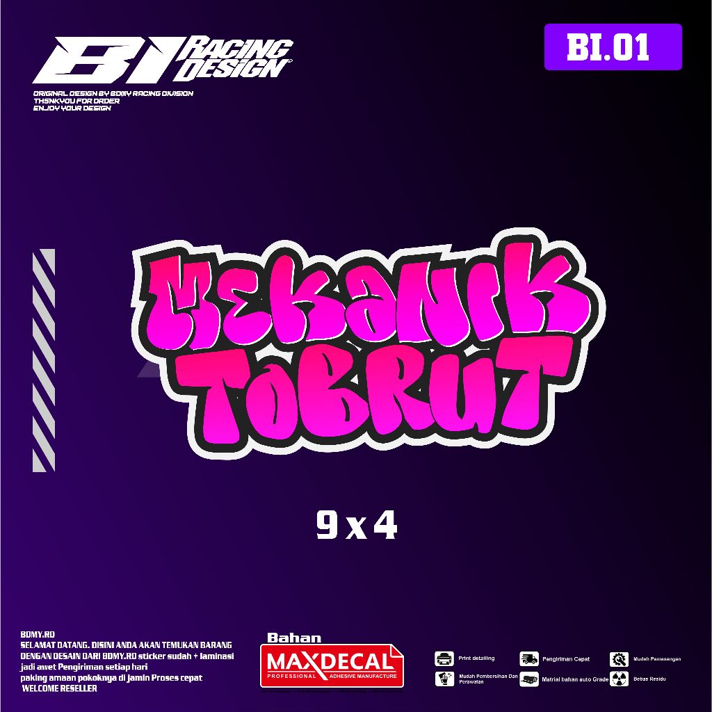 

STIKER PRINTING MEKANIK TOBRUT VIRAL FYP AESTHETIC BI RACING DESIGN