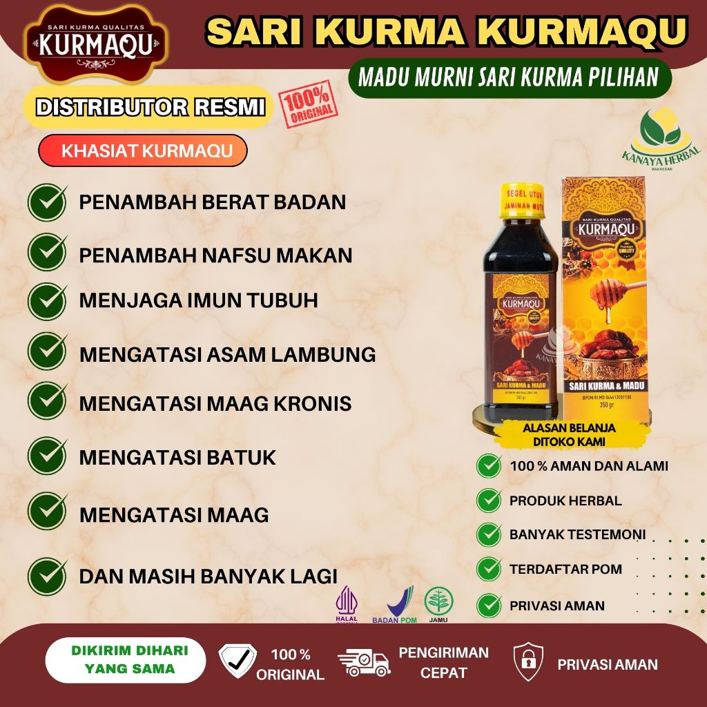 Obat Penggemuk Ibu Menyusui / Penambah Berat Badan Ibu Menyusui - KURMAQU Sari Kurma Dan Madu