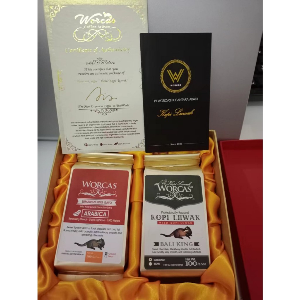 

KOPI LIAR LUAK COFFEE BALI KING WORCAS 100 GRAM GIFT BOX 猫屎咖啡