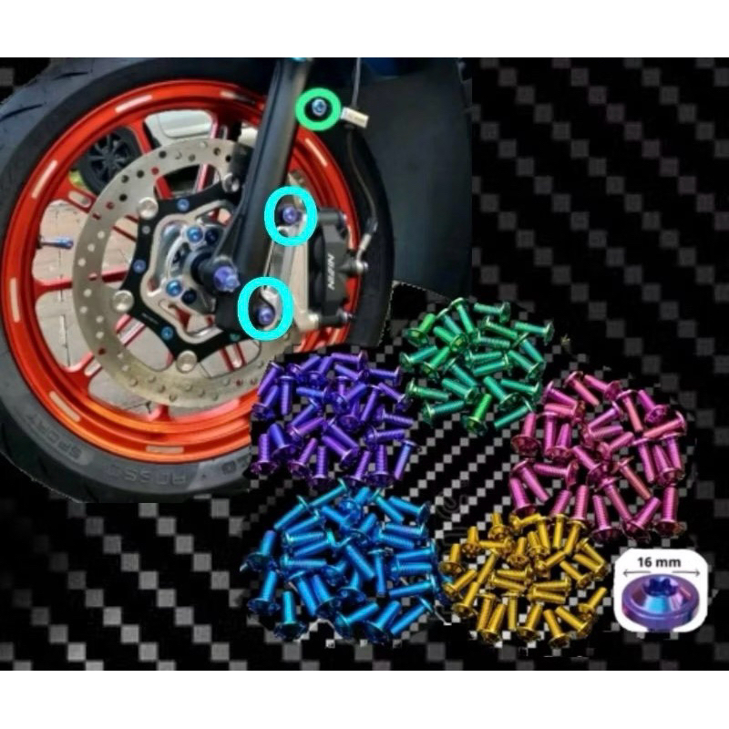 baut breket shock depan honda beat/vario/scoopy titanium plus baut breket selang rem