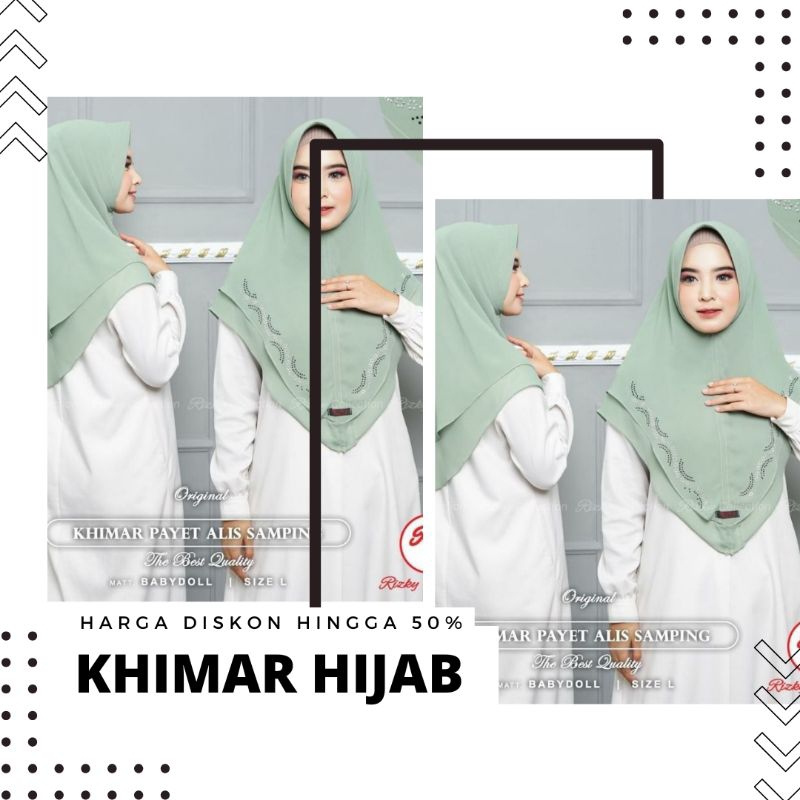 Khimar Hijab Ceruty 2 Layer Payet  L