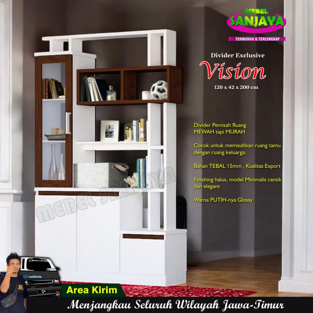 Mebel Sanjaya  - Divider Sketsel Partisi Penyekat Pemisah Ruang Kayu TEBAL Kualitas MEWAH tapi MURAH