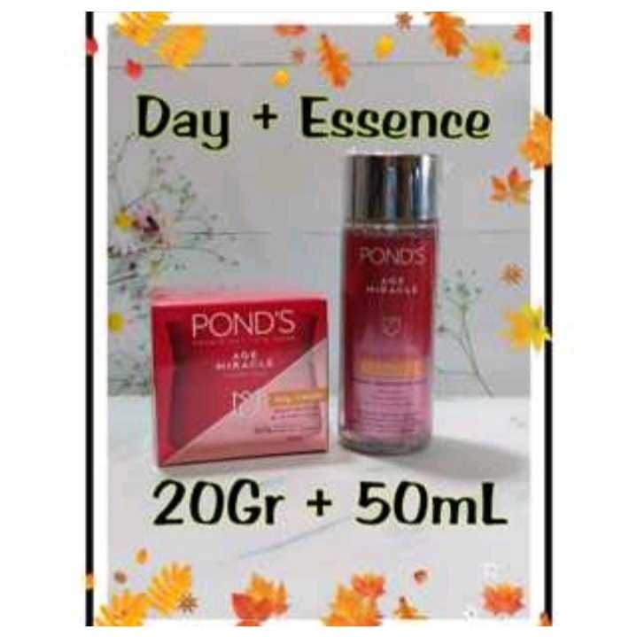 Paket 2pcs Ponds Age Miracle Day Cream 20gr + Hya-Retinol Ultimate Glow Essence 50ml - Pond's Krim S