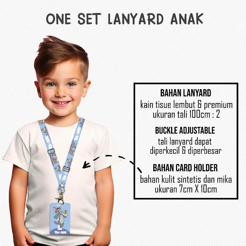 

[LANYARD ANAK] STRAP CARD HOLDER TOM BIRU Gantungan Kunci, Handphone, ID Card