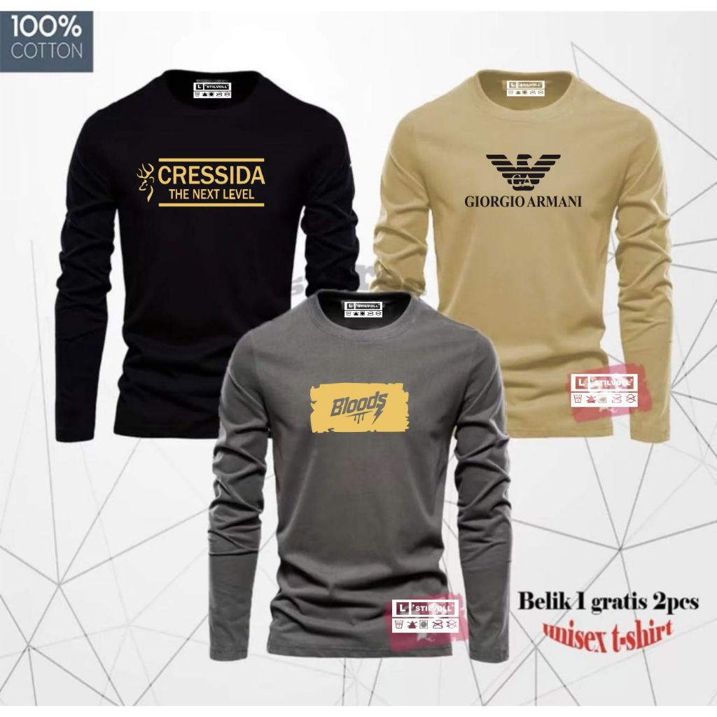 KAOS LENGAN PANJANG BELIK 1 GRATIS 2 PCS ( PROMO COD ) Kaos Panjang Distro Pria GA Cressida Bloods G