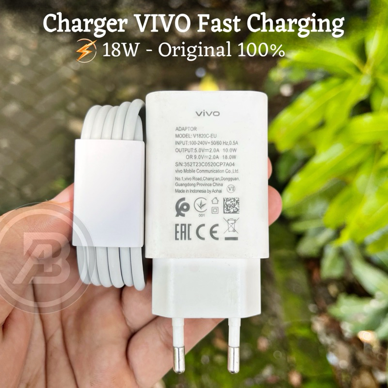 Charger VIVO Fast Charging 18W Original 100% Bawaan Hp V17pro | S1pro | V19 | Y51 | V20