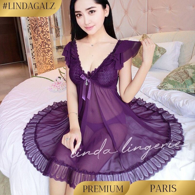 LindaGalz PARIS Sexy Lingerie Big Size Jumbo Baju Tidur Wanita Dinas Malam Lingerie Premium Baju Har