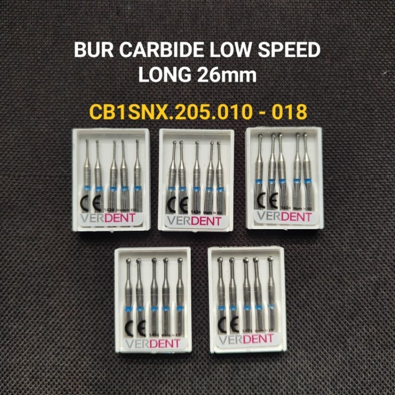 Verdent Tungsten Carbide Low Speed Bur Long Shank Slim Neck CB1SNX.205 - Panjang Bur 26 mm.