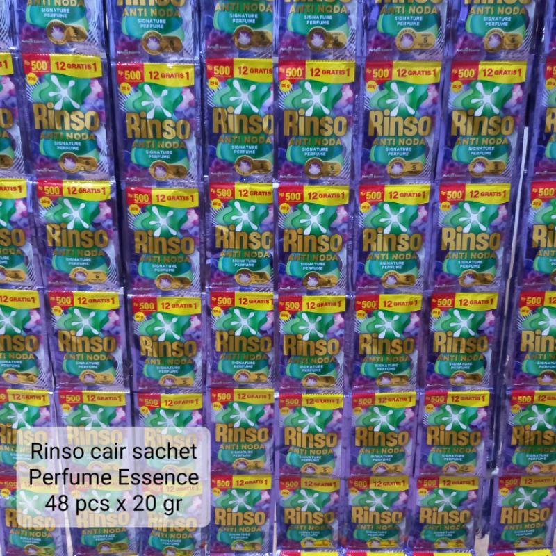 Rinso cair sachet perfume essence 48 pcs x 20 gr rp 500