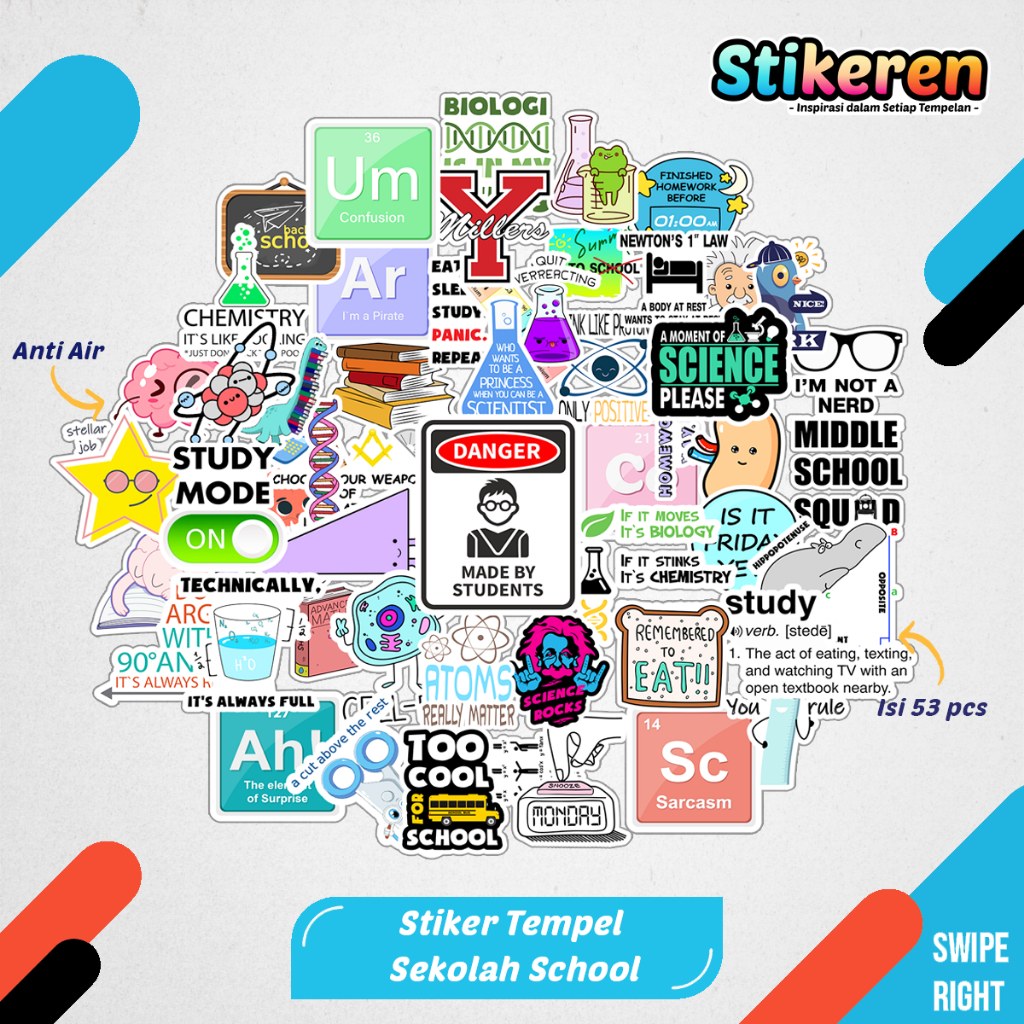 

Stiker School Sekolah Anime Kartun Film Paper Vinyl Dekorasi Laptop Koper Tumbler Kulkas DIY