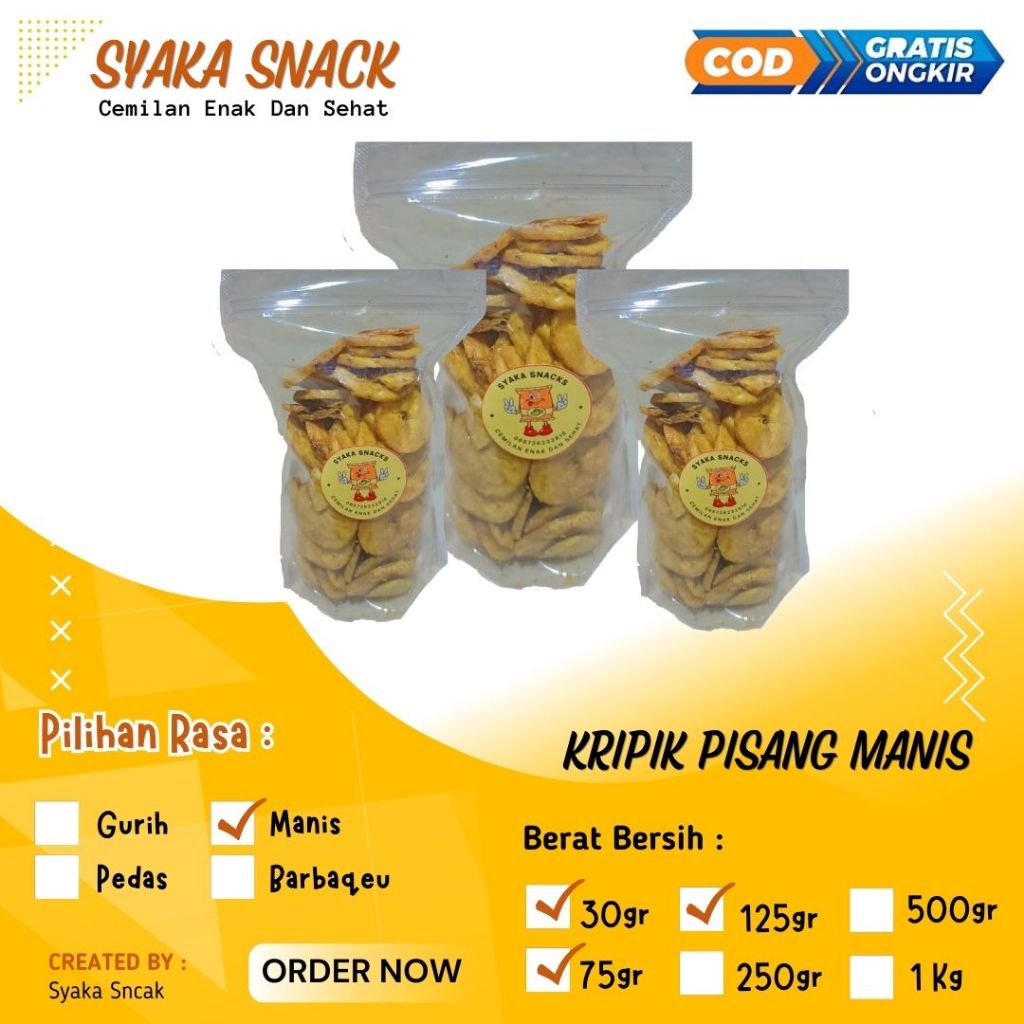 

Cemilan Keripik Pisang Golden / Keripik Pisang Koin - Kemasan Kecill