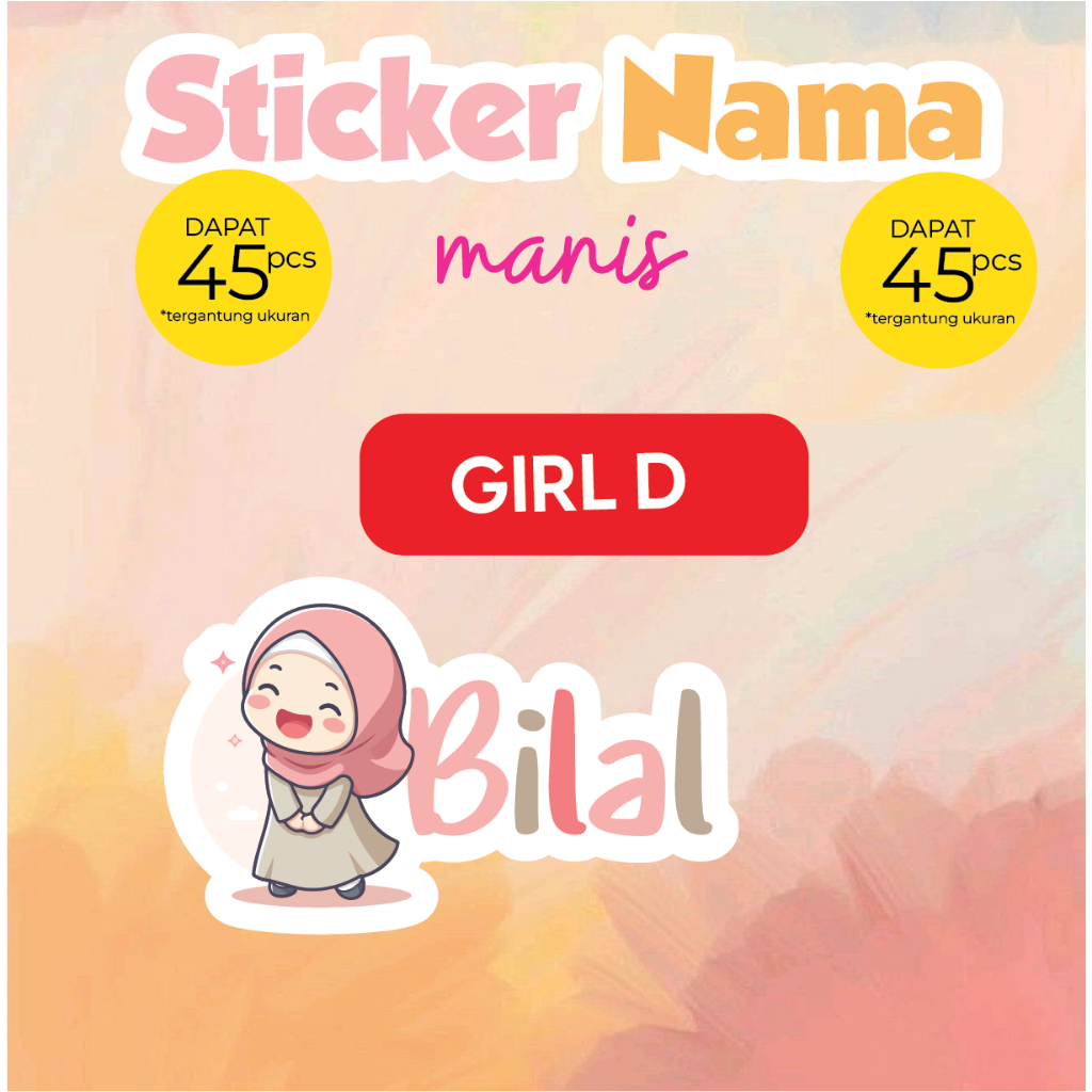 

Ay00! Stiker label nama girl anak perempuan [ MANIS ] anak Sticker buku anak sticker pensil kartun