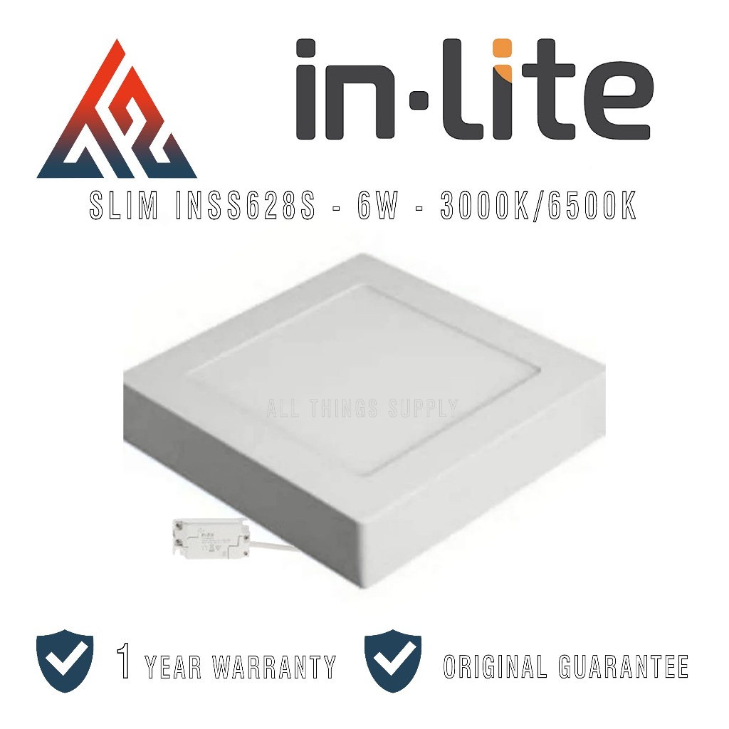 Inlite INSS628S LED Lampu Slim Downlight Panel Outbow Kotak 6W Putih / Kuning - In-Lite 6 W 6Watt 6 