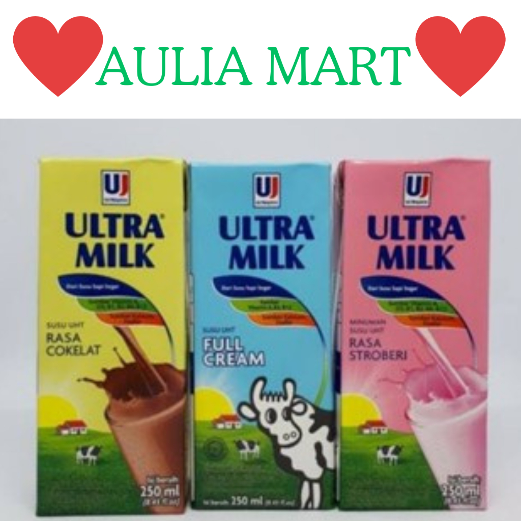 

Ultra Milk 250ml UHT Fullcream/ Coklat/ Strawberry/ Lowfat/ Moka