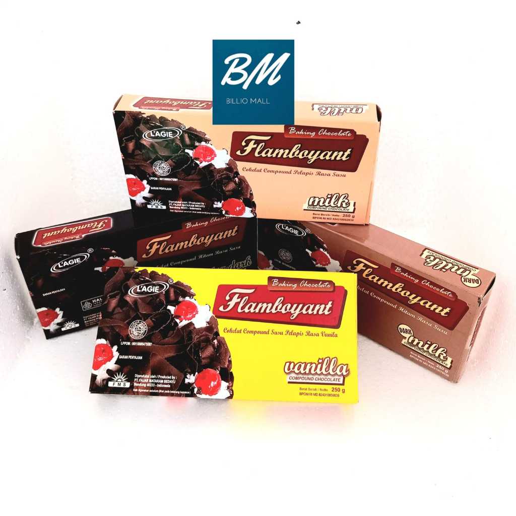 

Lagie Flamboyant Baking Chocolate Compound 250gr (Vanilla, Mlk, Extra Dark, Dark Milk)