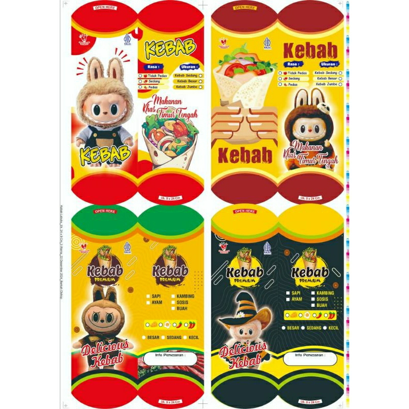 

kardus kebab/bungkus kebab motif labubu 24x9 isi 100