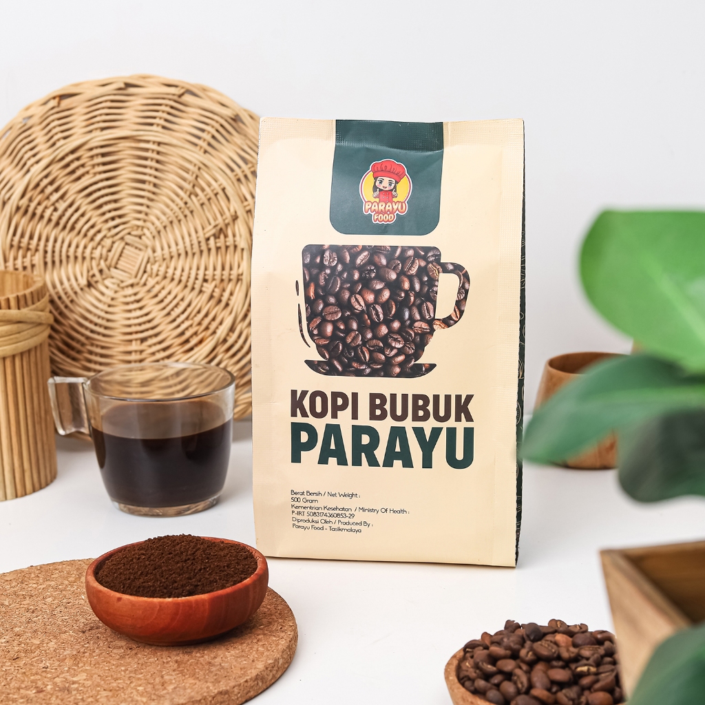 

Parayu Food - Kopi Hitam Bubuk Mix Robusta Arabika Biji Kopi Asli - 500 Gram