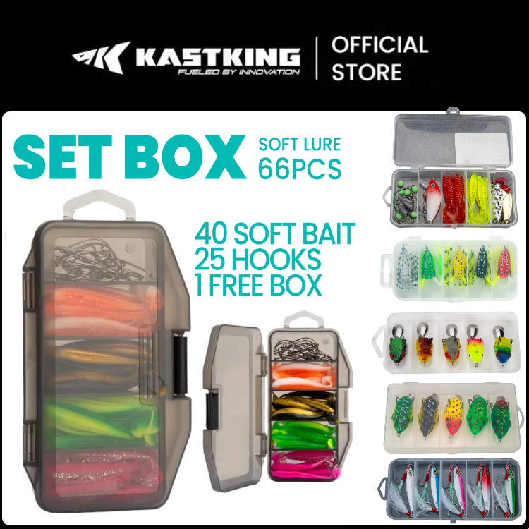 [OFFICIAL] KASTKING Umpan Soft Lure 1 Set Box, Umpan Pacning Paddle T Tail Kotak, Minow+Spoon+Soft F