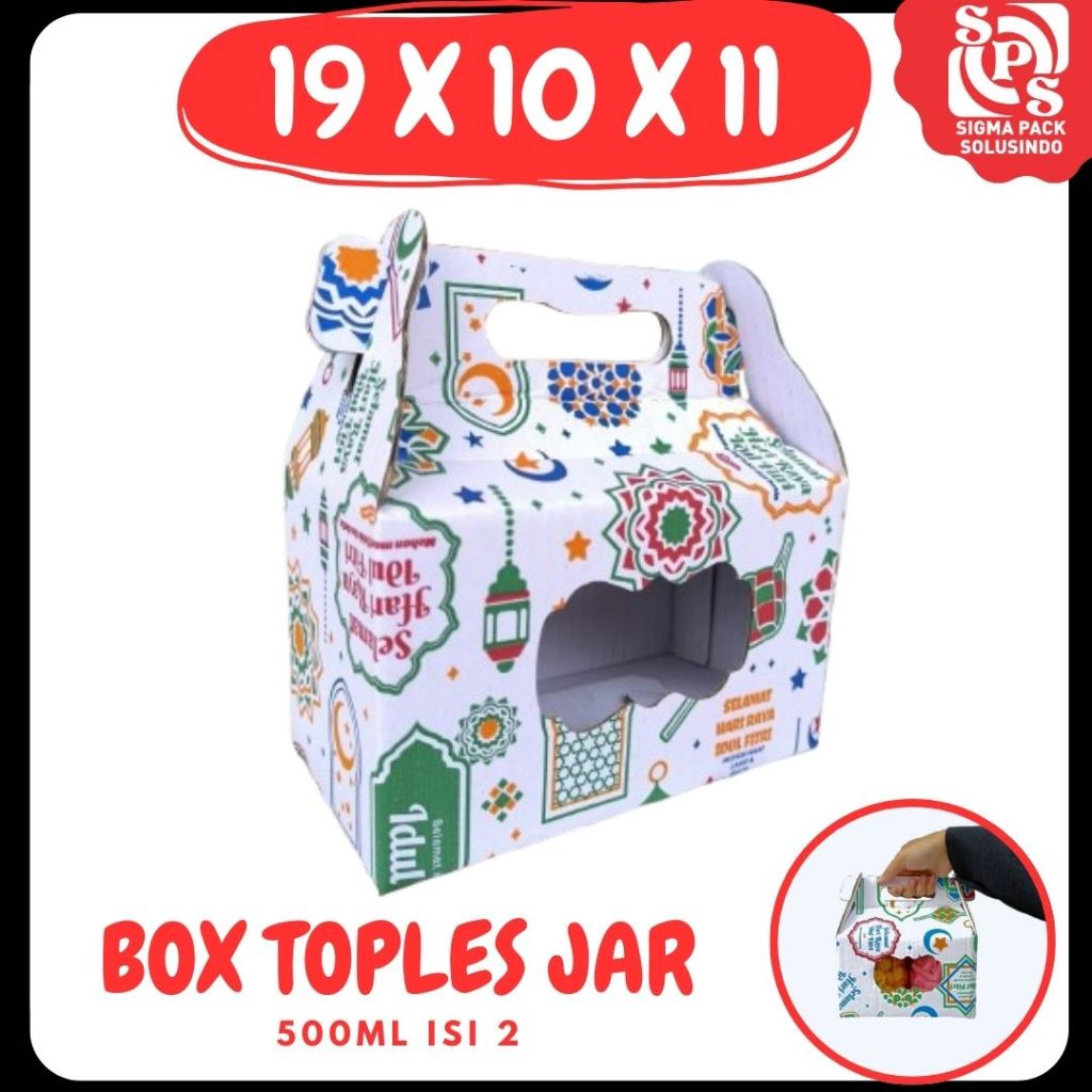 

Box 19x10x11 Jinjing (KUKER TOPLES JAR 500ml ISI 2) Kardus Lebaran Idul Fitri Hampers