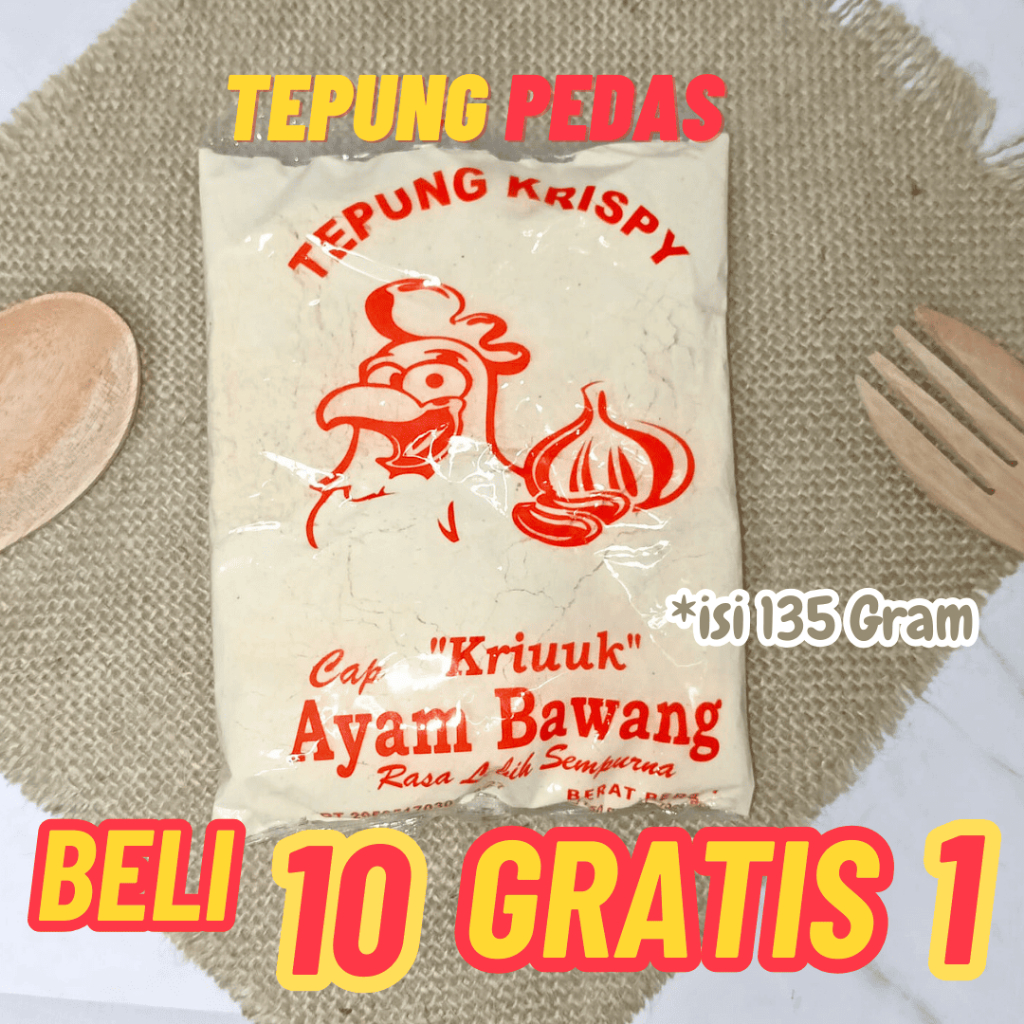 

Tepung pedas crispy fried chicken rasa ayam bawang kemasan 135gram