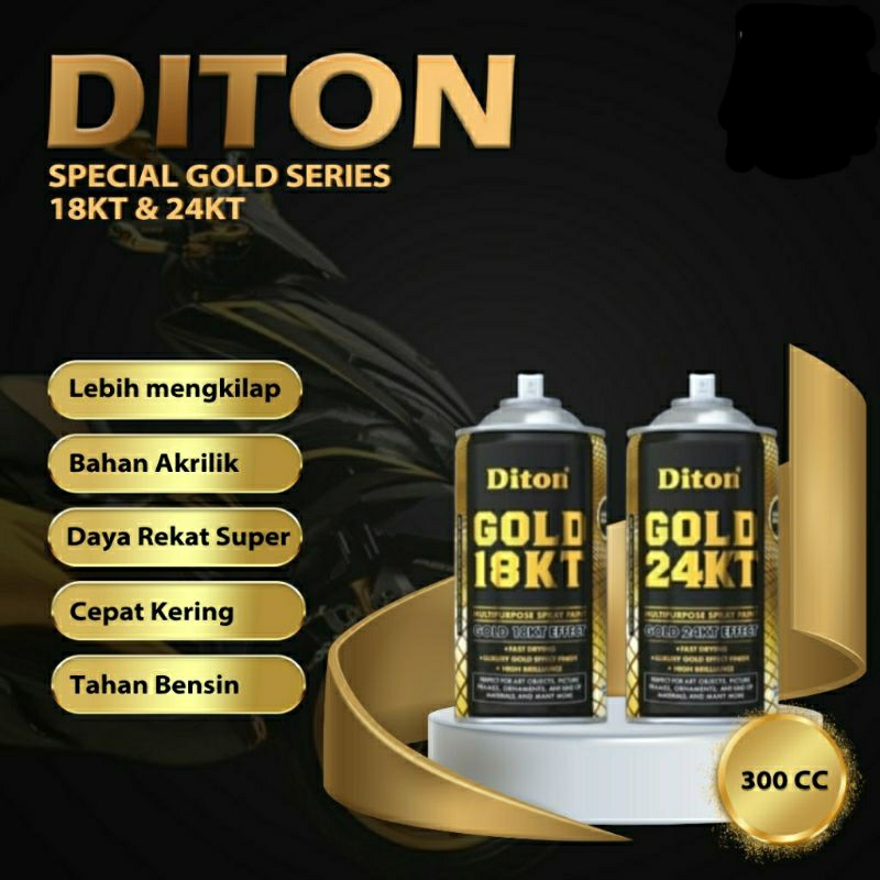#MAU# Cat Semprot Diton Gold 24KT 300ml Kuning Emas Batang 24 Karat Gol Bron Mas Cat Spray Duco Dito