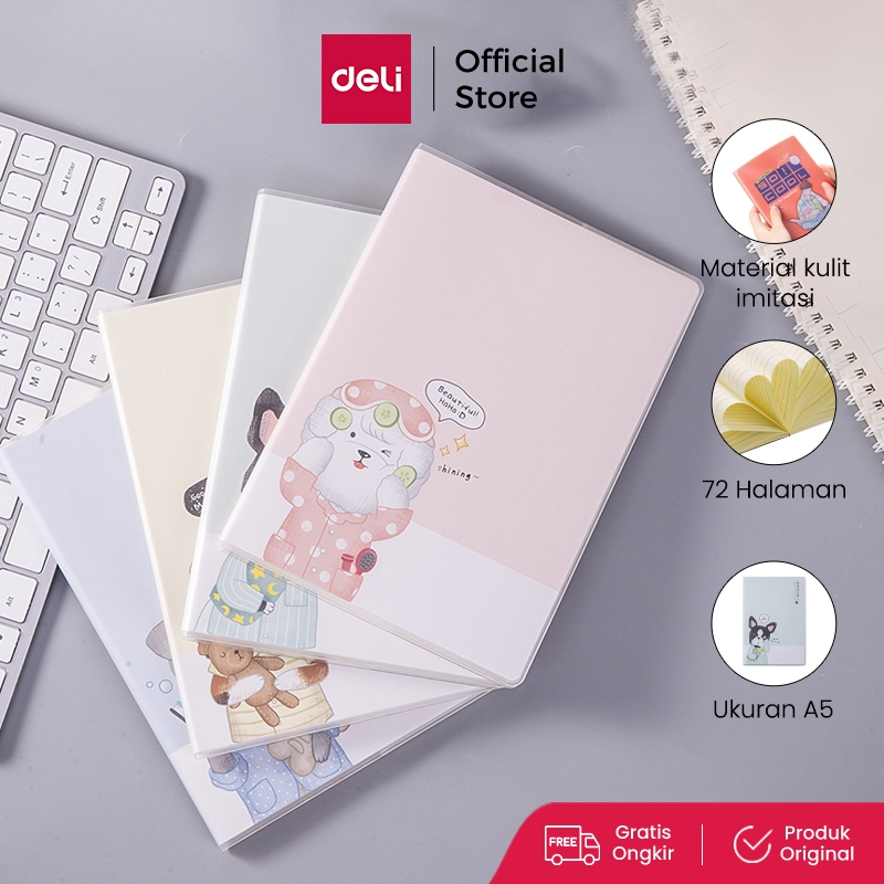 Deli buku notebook sampul plastik A5 72 pages  desain kecil dan lucu T3272
